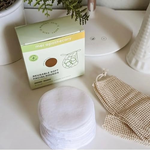 Soft Reusable Makeup Remover Pads Weekly Pack - 7 Pack Bamboo Cotton Rounds, Washable & Eco-Friendly, Zero Waste for All Skin Types