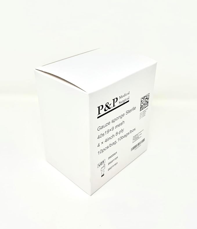 Gauze Surgical Sponges Cotton STERILE Woven 8-ply High Grade Quality 4"x4" Class I(a) All Purpose Pads by P&P MEDICAL SURGICAL Pack of 100