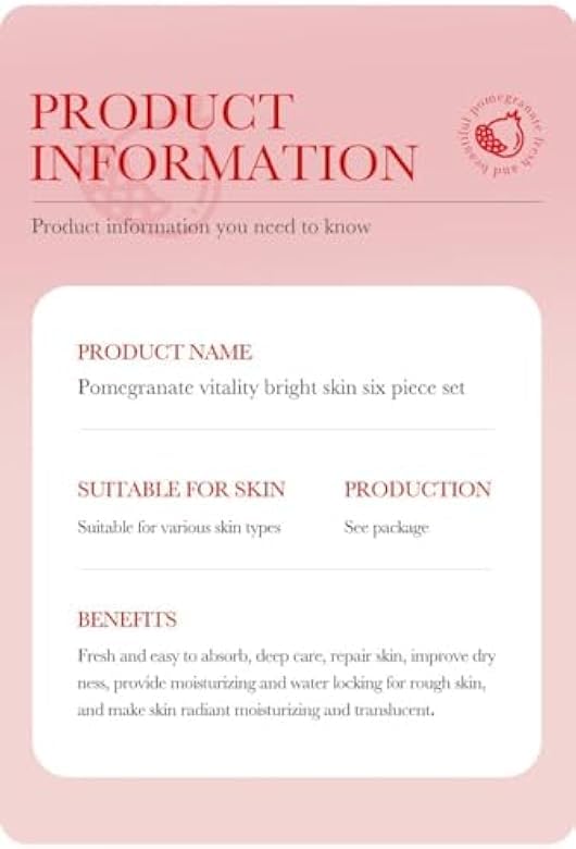 SKK Skin Care Set, 6 Piece Skin Care Set,Skin Care Gift Set for Women, Facial Care Set Includes Cleanser, Eye Cream, Facial Essence, Moisturizing Lotion, Face Cream, Toner. (pomegranate)