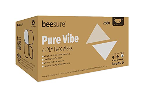 BeeSure BE2580case Pure Vibe Face Mask, White (Case of 400)