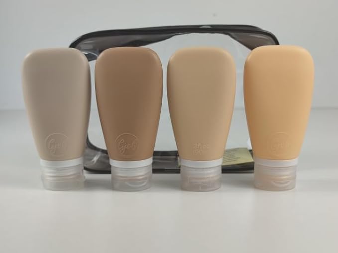 Travel Bottles for Toiletries, TSA Approved 3 oz Leak Proof Silicone Refillable Squeeze Travel Size Containers BPA Free for Cleansers, Lotions, Shampoo w/Clear Bag (Earth Tone Colors)