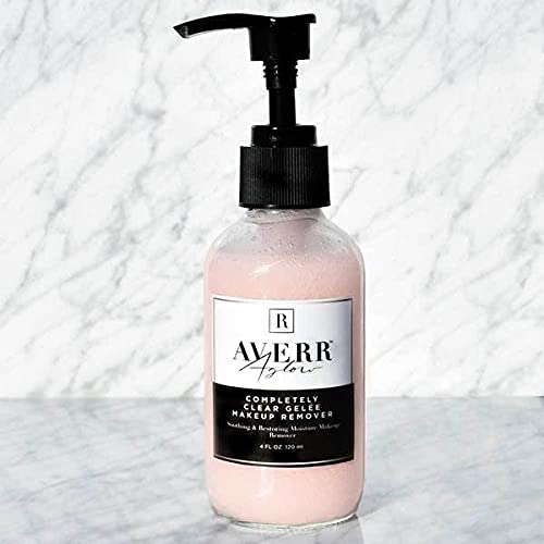 Averr Aglow Completely Clear Gelée Makeup Remover, Face Care, Boost Collagen, Calm Skin, Natural Plant Based Solution Facial Cleanser, Removes Waterproof Makeup
