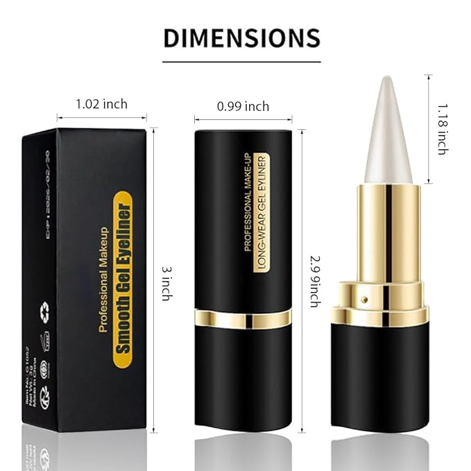 evpct 2Pcs Black Silver Gel Eyeliner Pencil Eye Black Face Paint Stick Makeup Set Waterproof Matte Cream Crayon Eyeliner Pencil Set Cat Eye Liners Eyeshadow delineador de ojos contra el agua