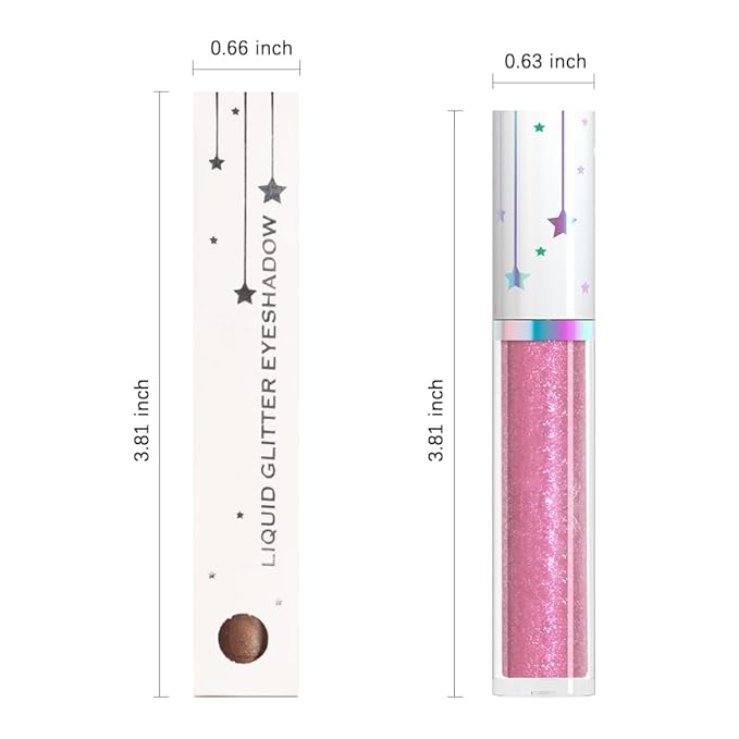 evpct Liquid Shimmery Glitter Eyeshadow Eyeliner, High Pigment Colored Metallic Eyeshadow Stick Eyeliner, Waterproof Long Lasting Sparkle Eye Makeup Set for Women, 18# Girlish Pink