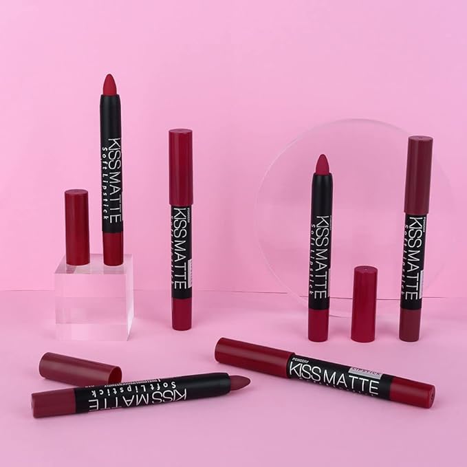 BINGBRUSH 3 Colors Moisture Smooth Longwear Lipstick Pack Set, Matte Color Stick Ultimate Lip Crayon for Makeup Collection - Nourishing Waterproof Velvet (02# 12# 14#)