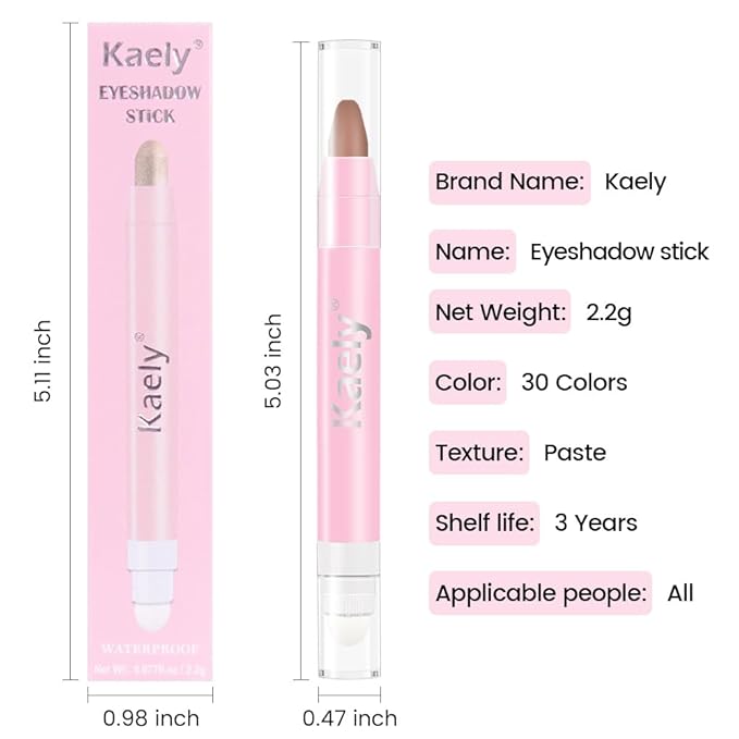 2-in-1 Cream Eyeshadow & Highlighter Stick, Waterproof Light Brown Matte Eye Shadow Pencil for Women, Long-Lasting Pigmented Makeup, sombras para ojos 25