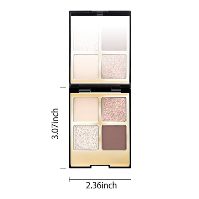 4 Colors Eyeshadow Makeup Palette,Nude Rose Gold Brown Natural Neutral Nude Eye Shadow Palette with Mirror,Long Lasting Naturing-Looking,Waterproof,Travel Size