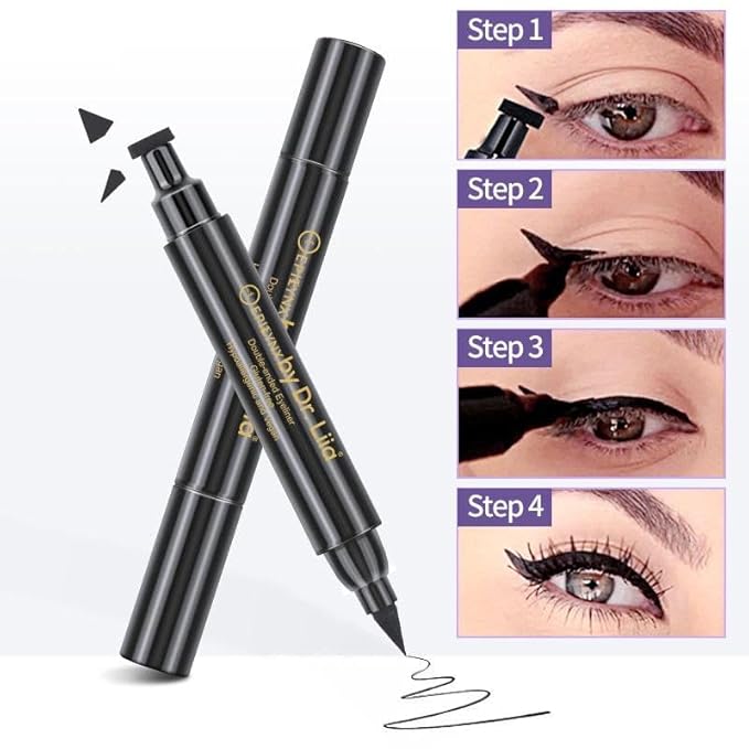 Waterproof Eyeliner - Double-Ended, Long-Lasting Liquid Eyeliner Pen with Precision Tip for Smooth Application - Smudge-Proof, Hypoallergenic, Vegan & Gluten-Free Eye Liner, 2mL Purple