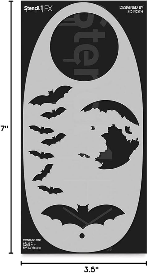 Stencil1FX - Bats and Moon Eye Makeup Stencil - for Costumes, Dress Up, Halloween, Cosplay, Arts, Face Painting