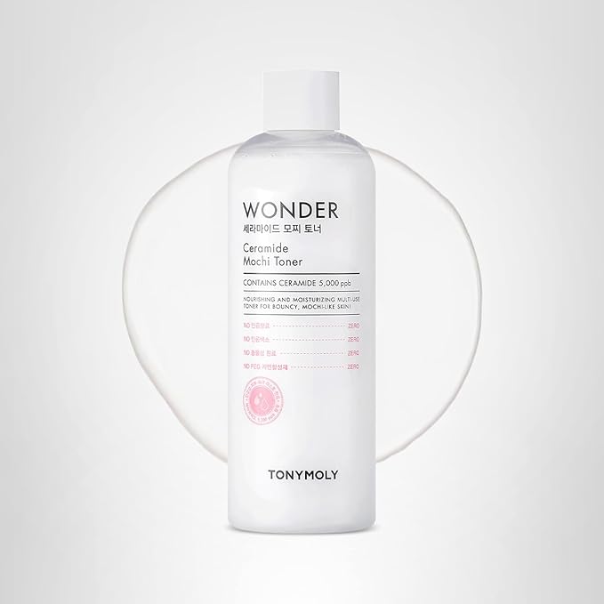 TONYMOLY Wonder Ceramide Mochi Toner – Hydrating & Strengthening Dewy Glass Skin Toner for Healthy Moisturized Skin, Large 16.9 oz Korean Skincare