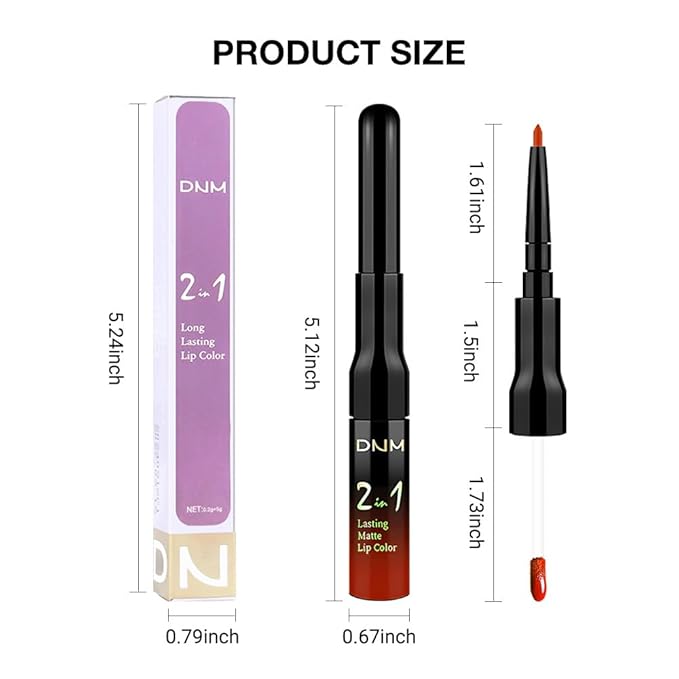 1Pcs 2 in 1 Orange Red Matte Lip Liner and Liquid Lipstick Stain Makeup Set for women, Orange Red Long Lasting Smudge Proof Lip Tint Matte Finish Lip Gloss for All-Day Color Hold Easy to Use 54#