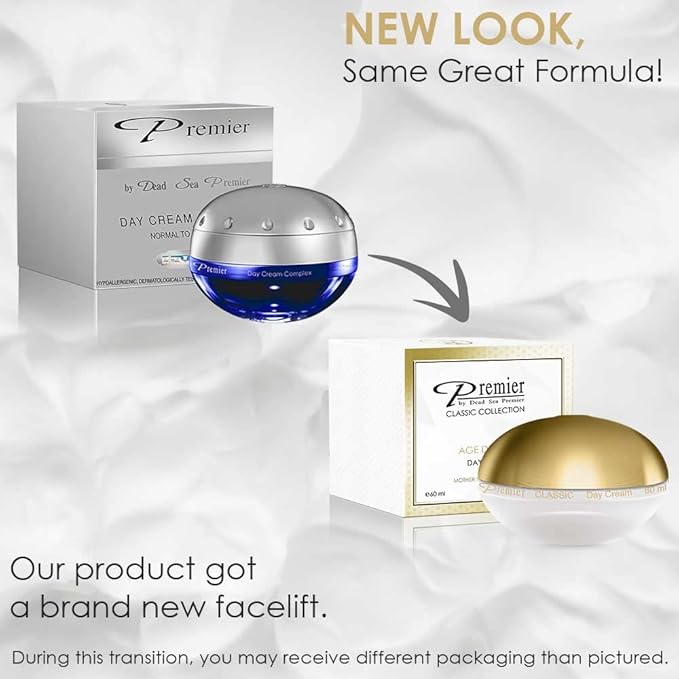 Premier Dead Sea Day Cream, protects from the environment, natural SPF, Reduces wrinkles,quick absorbing, non tacky anti wrinkle age defying Classic collection 2.04fl.oz