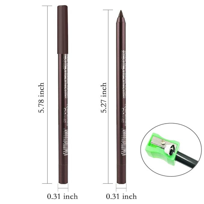 evpct 3Pcs Dark Brown & Brown & Dark Coffee Gel Glitter Matte Metallic Eyeliner Pencils Set for Women Waterproof Smudge Proof lapiz de ojos delineador de ojos contra el agua Eye Liner Makeup 02 16 23