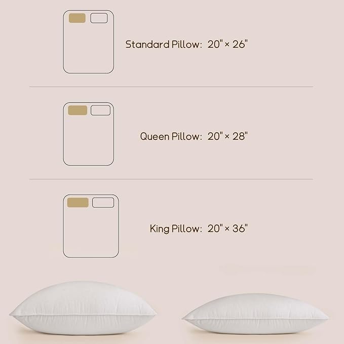 BHZ Goose Down Feather Pillow Queen Size Set of 4, Luxury Hotel Alternative Collection Bed Pillow for Sleeping Firm Soft Support for Side & Back Sleepers, White, 20x28 Inch