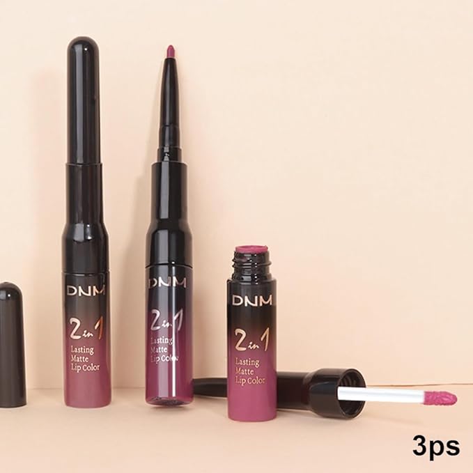 evpct 3Pcs Antique Rose Nuetral Hot Mauve Matte Lip Liner & Liquid Lipstick Stain Makeup Set for Women, Lip Liner Stain Long Lasting Waterproof Smudge Proof, Cruelty Free Lip Makeup 24 hours originale