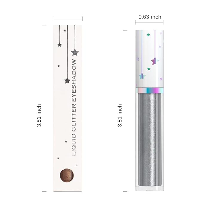 evpct Liquid Shimmery Glitter Eyeshadow Eyeliner, High Pigment Colored Metallic Eyeshadow Stick Eyeliner, Waterproof Long Lasting Sparkle Eye Makeup Set for Women, 10# Silver Grey
