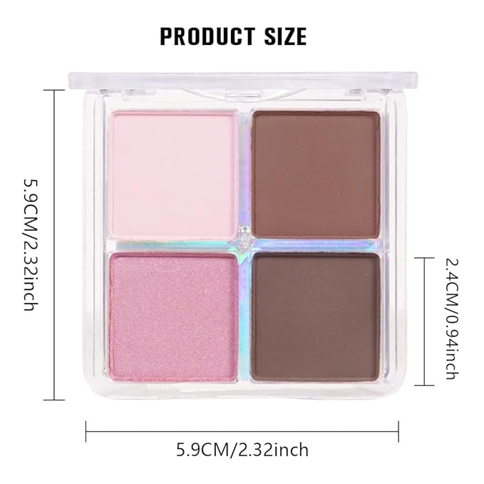 Kaely Powder Eyeshadow Quad, Pink Chocolate Matte Shimmer Eyeshadow Palette Makeup, Neutral Eye Shadow Palette for Older Women Pigmented Waterproof, sombras para ojos, Blendable, Cruelty-free, 14