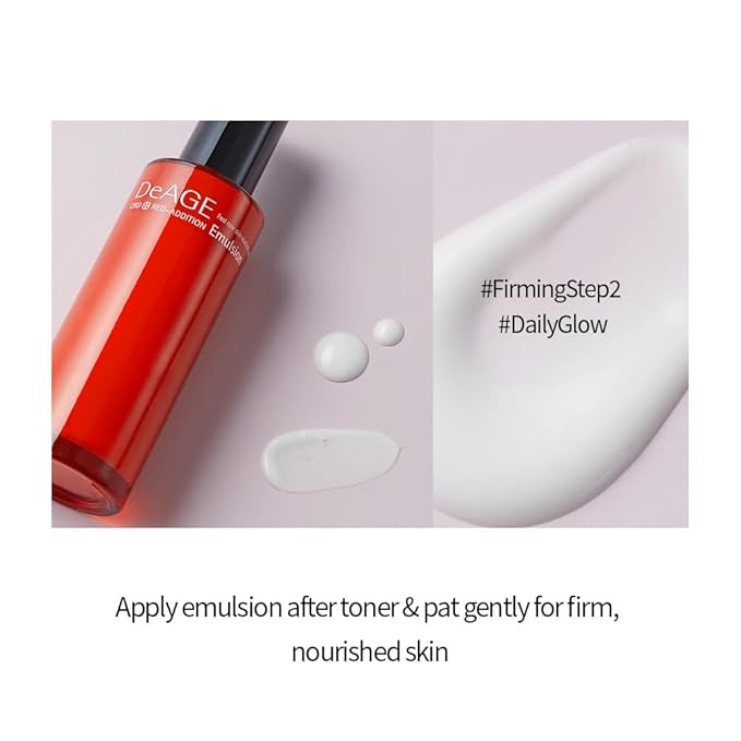 CHARMZONE DeAge Red Addition (New Version) Korean Skincare Set โ Anti-Aging Toner & Emulsion Duo (100ml / 3.38 fl.oz Each) with Red Wine, Pomegranate & Tomato for Hydration, Firming & Radiance