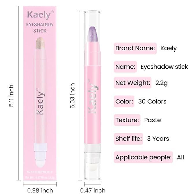 evpct 1Pcs Violet Purple Shimmer Cream Eye Shadow Brightener Sticks for Eyes Waterproof Pigmented, Double Ended Cream Eyeshadow Stick Pencil Pen with Applicator, Eye Shadow Palette Highlighter Makeup