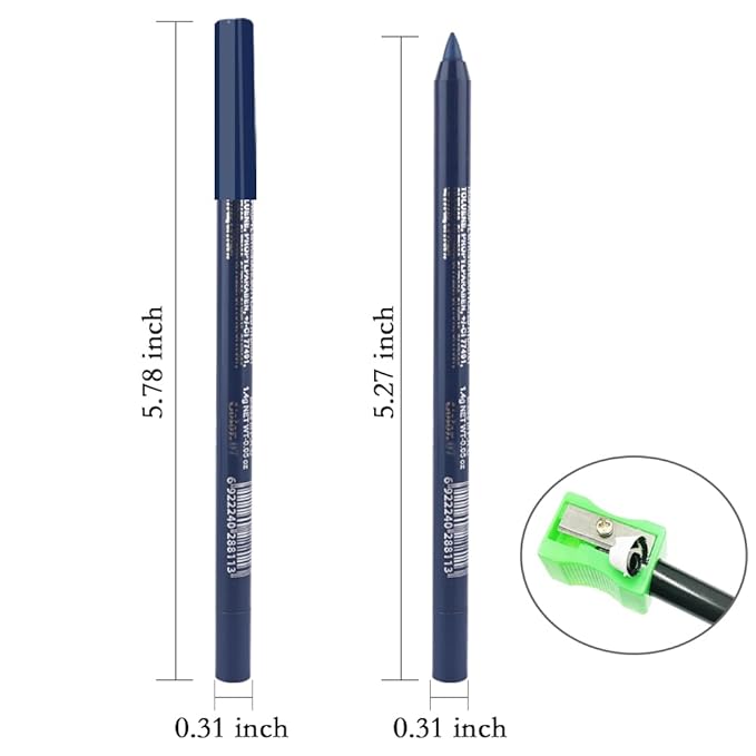 evpct Blue Glitter Eyeliner Pencil for Eyes, Dark Royal Blue Metallic Shimmer Eye Liner Pencil Makeup Waterproof Smudge Proof, Colored Gel Waterline Eyeliner, Face Eye Paint Stick Halloween Makeup 07