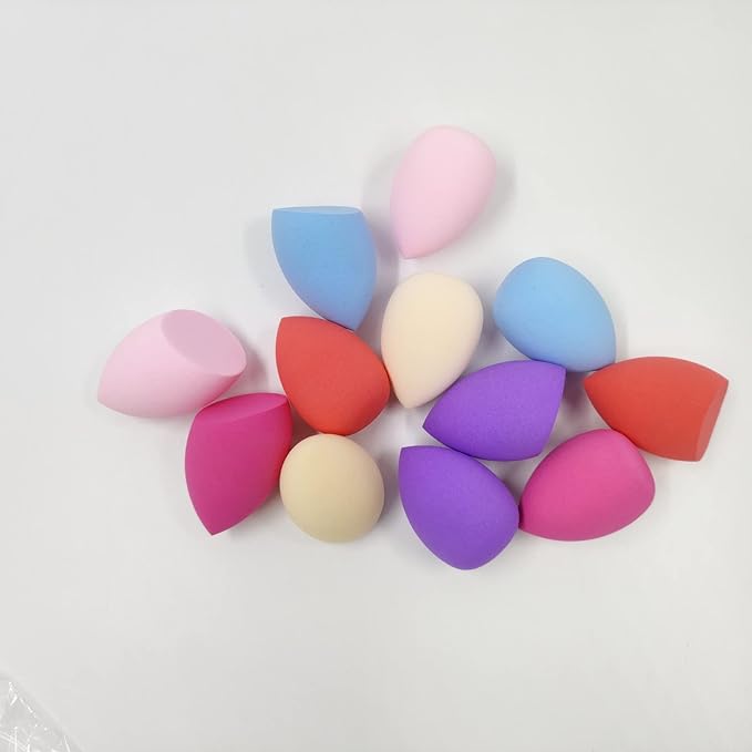 Wiko 12 Pcs Makeup Sponge Set for Foundation Bulk Latex Free Reusable Beauty Sponge Blender Cosmetic Applicator For Powder Cream and Liquid Super Soft Concealer