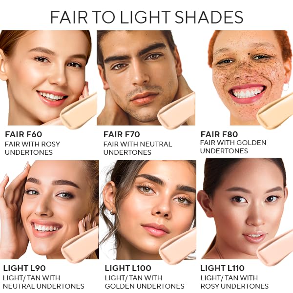 Mirabella Invincible For All HD Liquid Foundation - Anti-Aging Full Coverage Liquid Face Makeup - Moisturizing, Hydrating & Lightweight Foundation for All Skin Types (Fair F70)