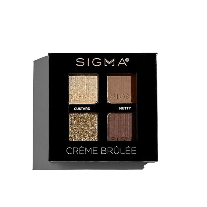 Sigma Beauty Quad Eyeshadow Palette – Makeup Eyeshadow Quad with a Buttery Soft Formula and Buildable, Blendable Shades for a Flawless Eye Look, Designed for All Day Wear (Crème Brûlée)