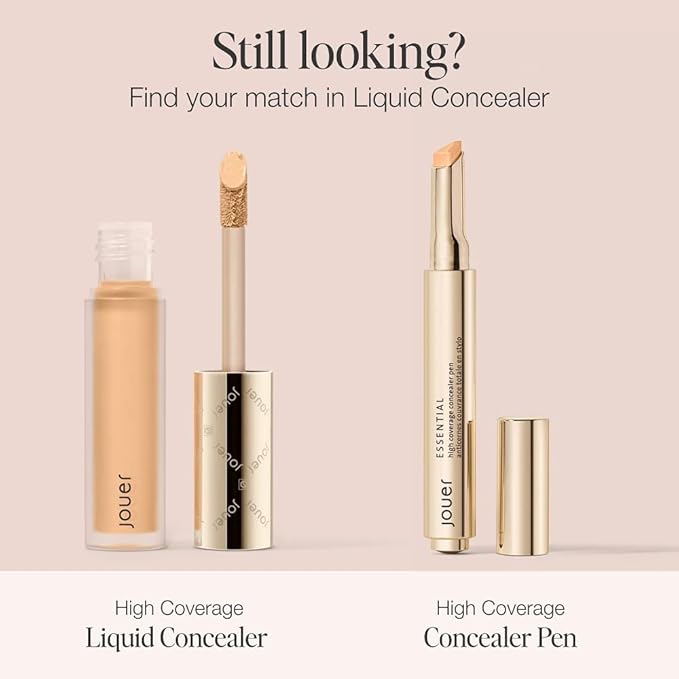 Jouer Essential High Coverage Liquid Concealer - Brightening Concealer - Color Corrector for Under Eye Dark Circles, Spot Coverage, and Eye Primer - Soft Matte Finish, Creme