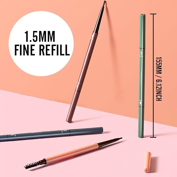 Light Brown Eyebrow Pencils for Women,with Spoolie Brush,Eyebrow Pencil Soft Textured,Waterproof Sweat-proof for Fills in Sparse Areas and Gaps Create a Natural Eye Brow,Vegan & Cruelty-Free