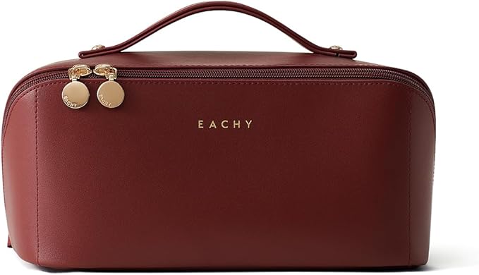 EACHY Travel Makeup Bag,Large Capacity Cosmetic Bags for Women,Waterproof Portable Pouch Open Flat Toiletry Bag Pattern Makeup Bag