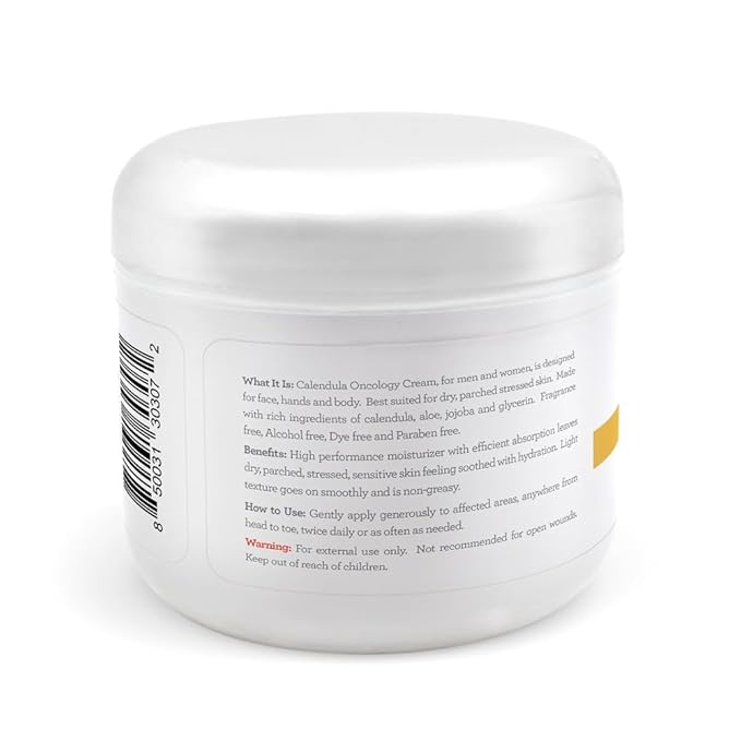 PhysAssist Oncology Calendula Cream Face & Body Advanced Hydrating Cream, for Men & Women after Radio or Chemo. 4 oz jar.