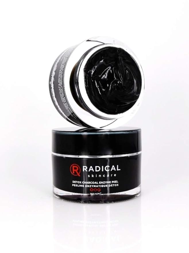 Radical Skincare Detox Charcoal Enzyme Peel - Powerful Formula w/ 11 Fruit Enzymes for Maximum Exfoliation | For All Skin Types Including Sensitive Skin | Cruelty & Paraben Free (1.7 oz)