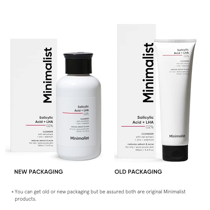 Minimalist 2% Salicylic Acid Face Wash for Oily, Acne Prone Skin | Anti Acne Face Wash With LHA & Zinc | Sulphate free Gentle BHA Liquid Exfoliant | For Women & Men | 3.4 Fl Oz / 100 ml