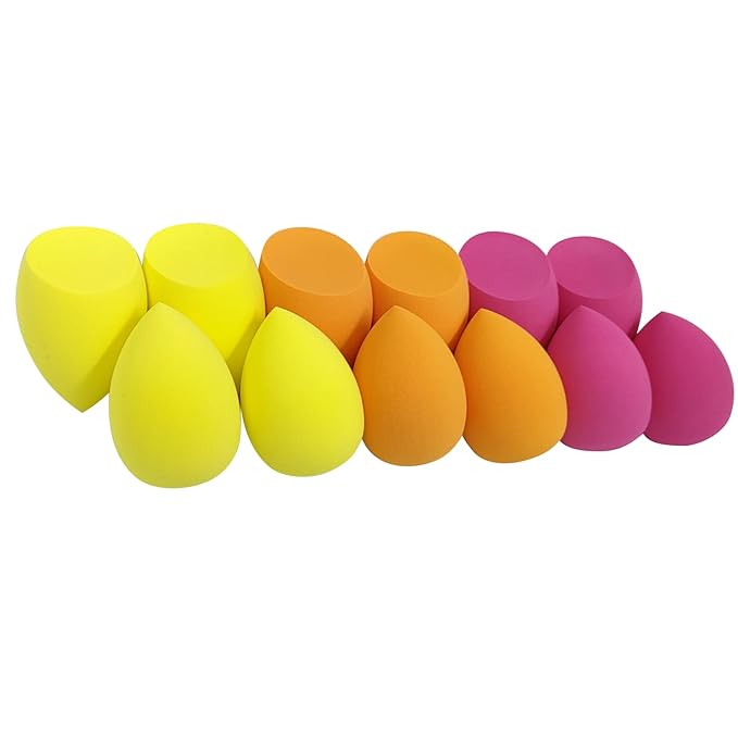Wiko 12 Pcs Makeup Sponge Set for Foundation Bulk Latex Free Reusable Beauty Sponge Blender Cosmetic Applicator For Powder Cream and Liquid Super Soft Concealer.