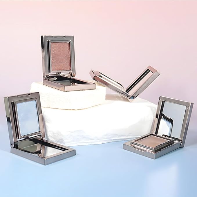 Pearl White Shimmer Single Eye Shadow Palette Makeup with Mirror,eutral Powder Monochrome Eyeshadow for Older Women,Waterproof Long Lasting Naturing-Looking sombras para ojos