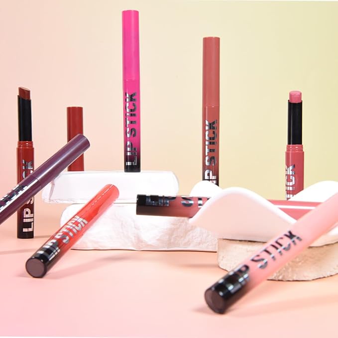 4Pcs Matte Lipstick Set for Women, Hot Pink Orange Red Maroon Plum Purple LIpstick Lip Balm, Long Lasting Waterproof Transfer-Proof Vegan Lip Gloss Products Makeup All-Day Formula SetA02