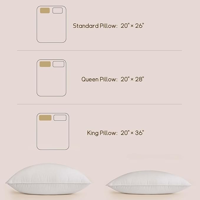 BHZ King Size Pillows Feather Down Set of 2 Hotel My King Pillows Bed Goose Pillow Luxury 2 Pack Pillow for Sleeping Side Sleepers Soft Support Gifts