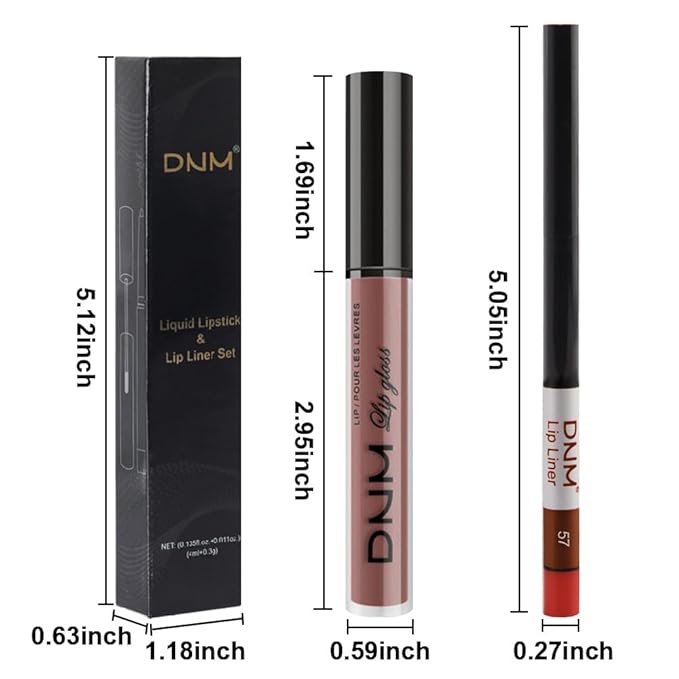 AMY'S DIARY 2Pcs Rosewood Brown Matte Lip Liner and Lipstick Makeup Set, Green Lip Stain Lip Gloss Matt Liquid Lipstick 24H Long Lasting lapiz labiales mate 24 horas originales larga duracion (57#)