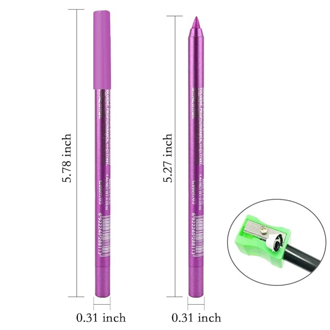 evpct 3Pcs Grape Purple & Violet & Wine Red Gel Glitter Eyeliner Pencils Set for Women Waterproof Smudge Proof lapiz de ojos delineador de ojos contra el agua Eye Liner Makeup 05 13 18