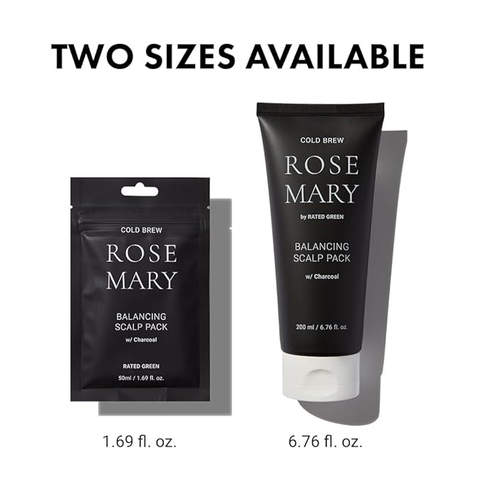 RATED GREEN Rosemary Balancing Scalp Pack | Organic Cold Brewed Charcoal | 2-in-1 Detoxifying Hair Mask for Flaky, Oly Scalp & Hair | Silicone-Free, Korean Hair Care | 6.76 Fl. Oz