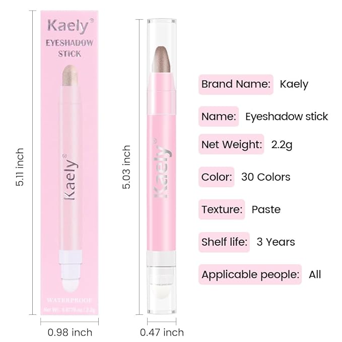 evpct 1Pcs Taupe Shimmer Cream Eye Shadow Brightener Sticks for Eyes Waterproof Pigmented, Double Ended Cream Eyeshadow Stick Pencil Pen with Applicator, Eye Shadow Palette Highlighter Makeup 19