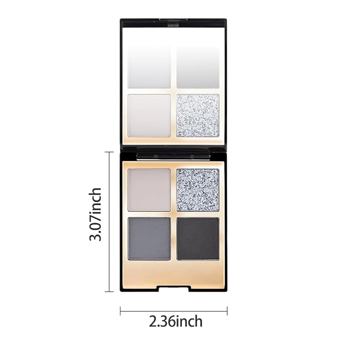 4 Colors Eyeshadow Makeup Palette,Black Gray Natural Neutral Nude Smoke Eye Shadow Palette with Mirror,Long Lasting Naturing-Looking,Waterproof,Travel Size
