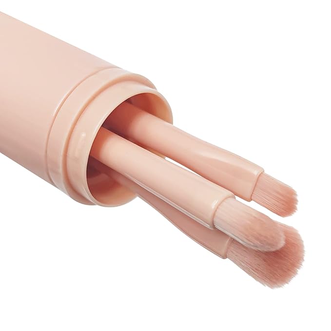 Travel Makeup Brushes Set: 4 in 1 Mini Cute Makeup Brush Retractable Professional Foundation Blending Powder Eye Shadow Brush for Women Facial Cosmetics Makeup Brush Set