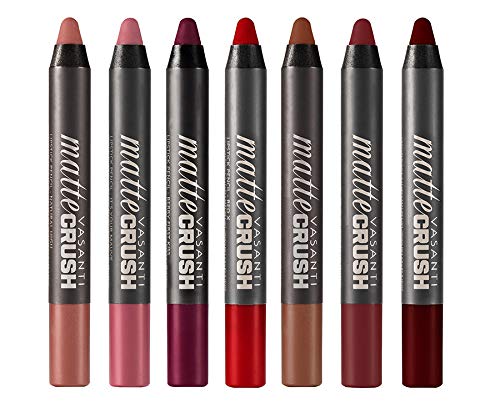 VASANTI Cosmetics Matte Crush Lipstick Pencil (Natural High - Nude Beige) - Long lasting, Water resisitant & Smudge proof - High Pigmented, Soft Matte Lip Liner Makeup