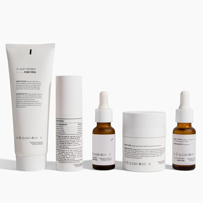 Y'OUR Skincare System, Contains: Moisturizing Cleanser, Antioxidant Day Cream, Calming Serum, Revitalizing Night Cream, Intensive Hydration Serum (Hydrating Skincare (Set of 5))