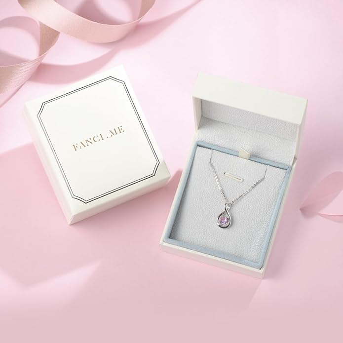 FANCIME Birthstone Necklaces for Women Fine Jewelry Sterling Silver Dainty Infinity Pendant Anniversary Birthday Christmas Gifts for Her Wife Mom Lady Daughter, Chain 16"+2" Extend