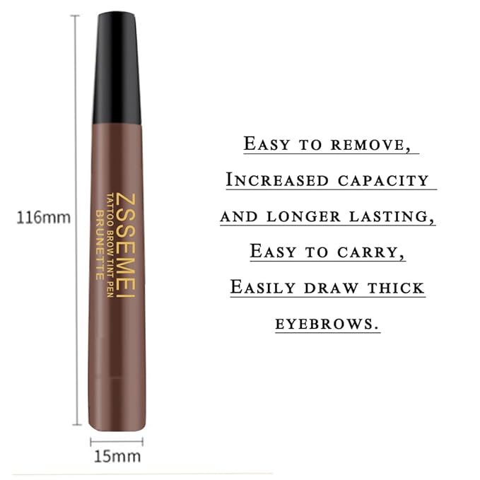 Waterproof Eyebrow Pen - Microblading Tattoo Brow Pencil, 24 Hours Long Lasting, Creates Natural Looking (Brunette - 2 PCS)