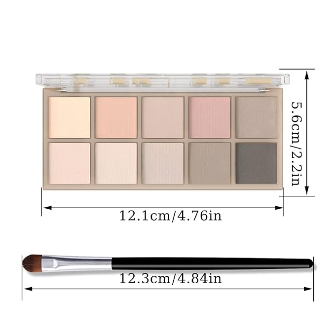 Sulily 10 Colors Eyeshadow Palette, Gray Taupe Brown Matte Eye Shadow Makeup, Neutral Smokey, High Pigmented, Naturing-Looking, Long Lasting High Pigment Nude Eyeshadow for Older Women(Cement)