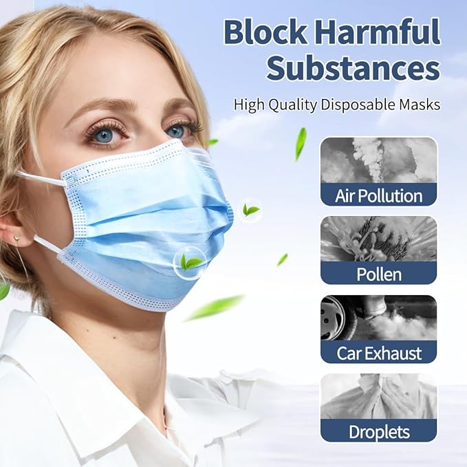 GTT ASTM Level 3 Highly Protective Disposable 3 Ply Face Masks with Individual Packaging, Breathable & Comfortable Mask