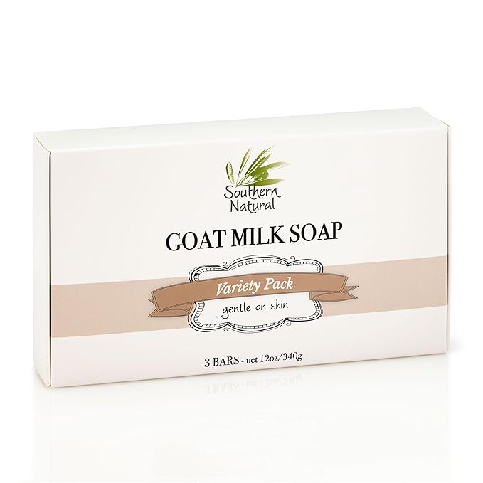 Southern Natural Goat Milk Soap Bar – Unscented Oatmeal & Honey, Castile & Unscented – Handmade for Dry, Sensitive Skin – Face & Body Wash for Men, Women, Kids, Baby – 3 pack (4-4.5 oz)